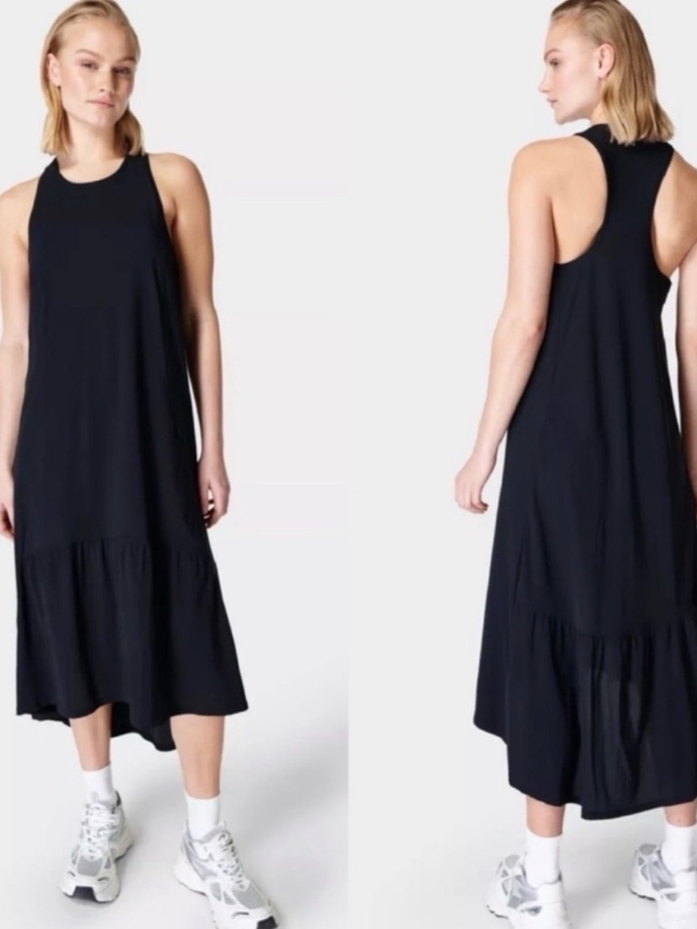 Sweaty Betty Black Racerback Midi Dress size small